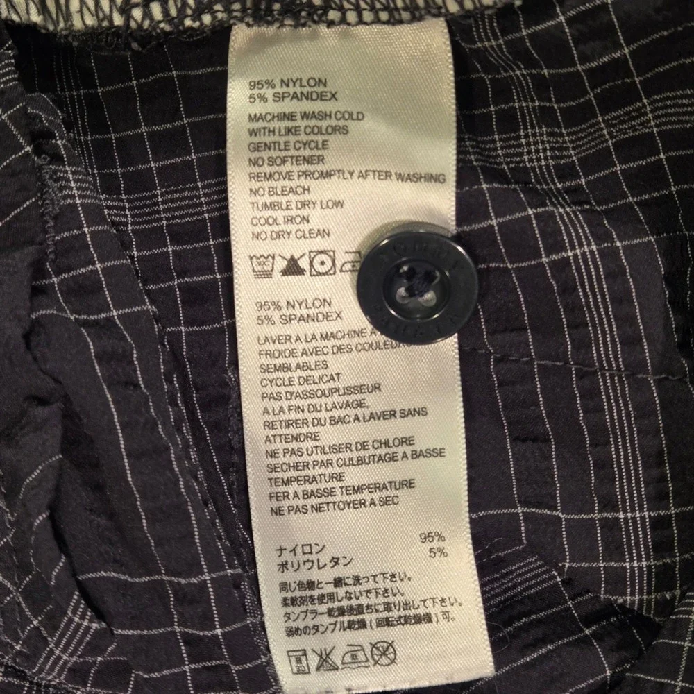 Tommy Bahama Men's Shorts Size 34 Adjustable Waist‎ Nylon Blend Black Gray Plaid